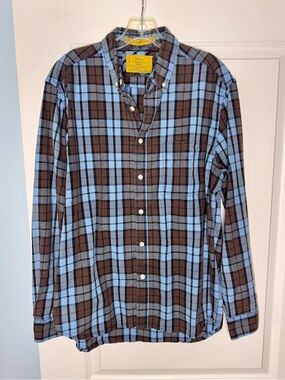 🍓6/$15🍓 Original Vintage Blue & Brown Button Down